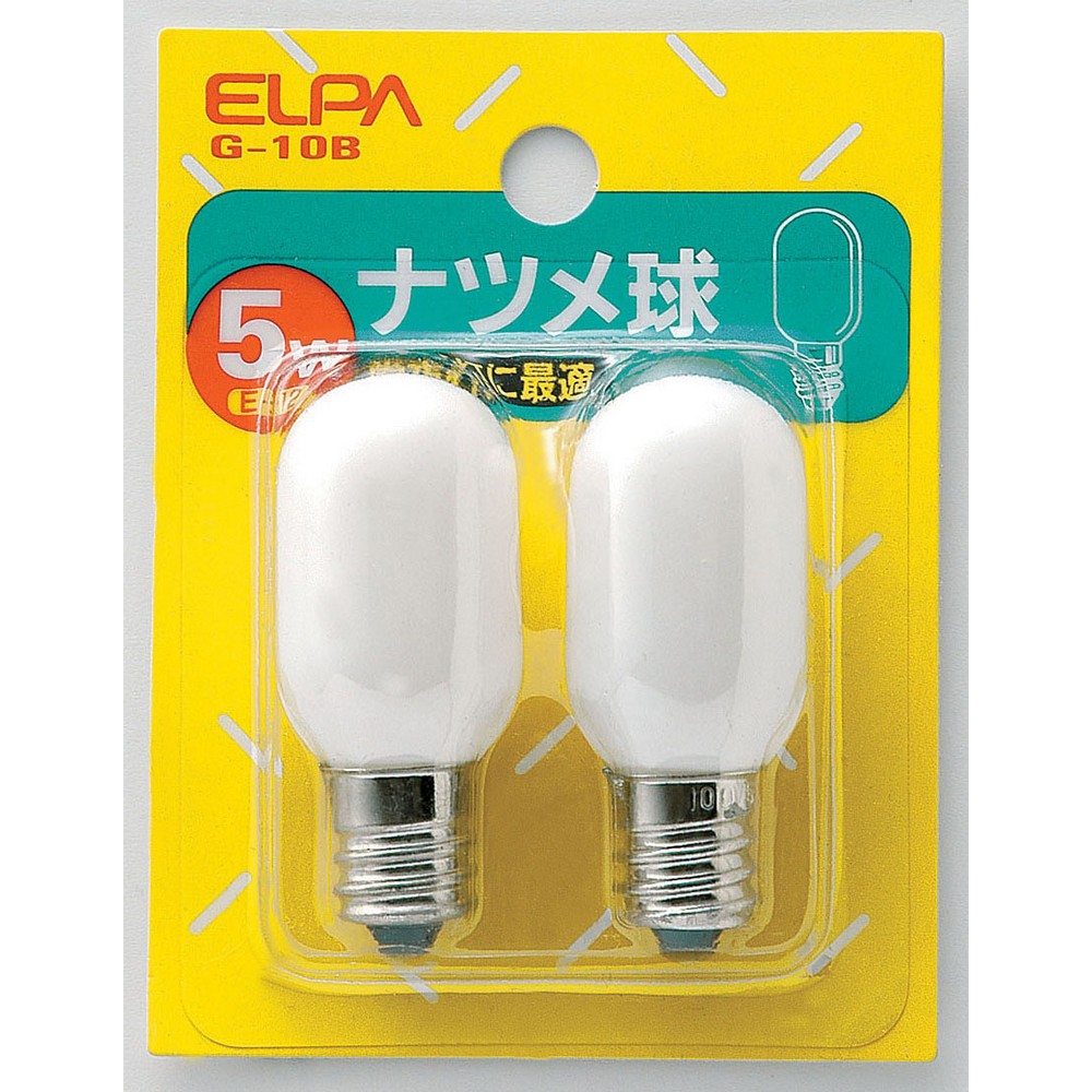 エルパ ナツメ球 5W E12 ホワイト 2個入 G-10B