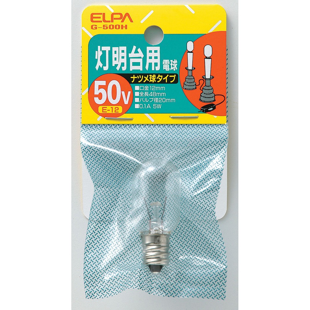 エルパ 灯明台用電球 ナツメ球タイプ 50V E12 クリア G-500H (C)