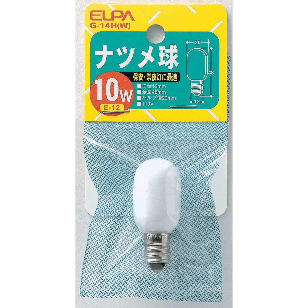 エルパ ナツメ球 10W E12 ホワイト G-14H (W)