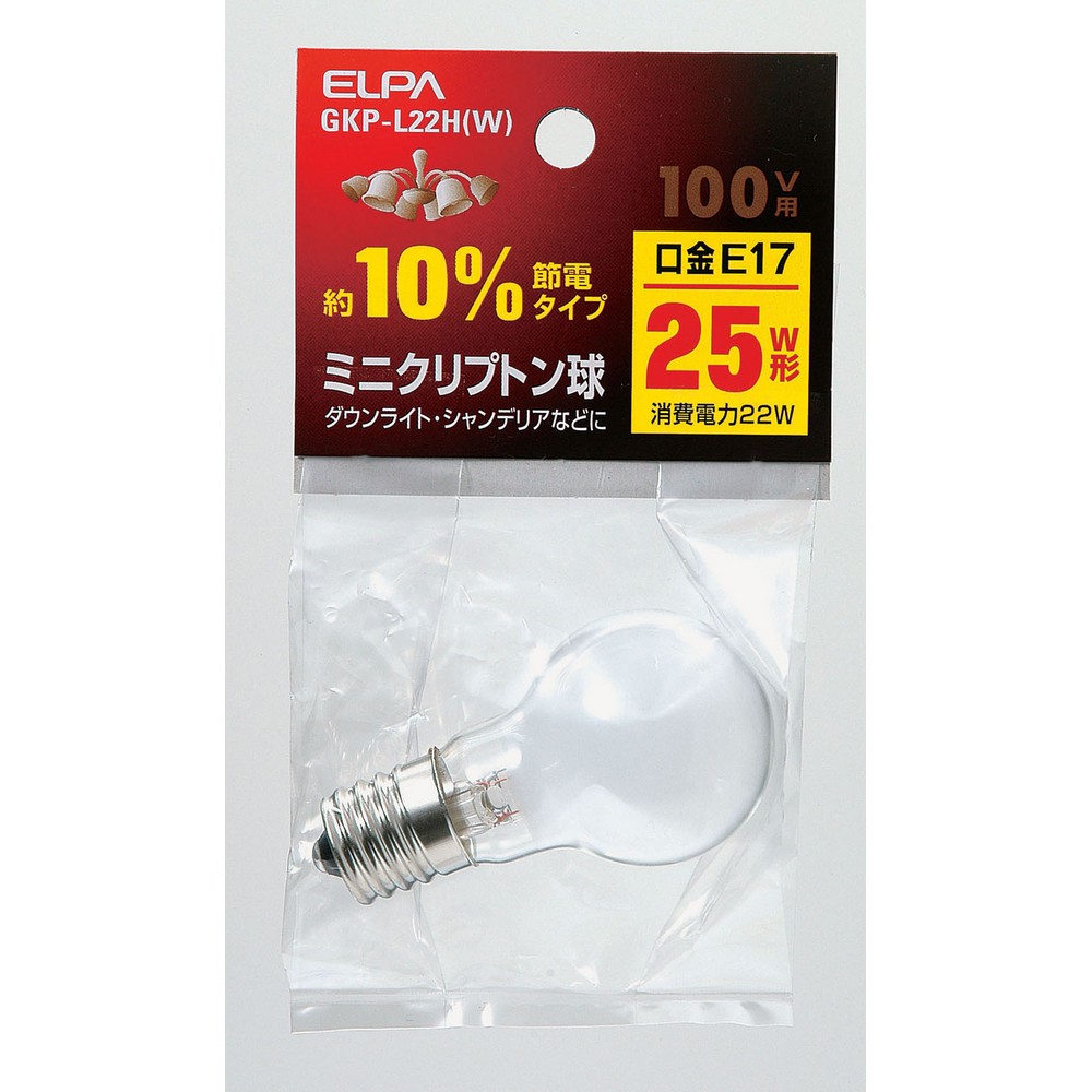 エルパ ミニクリプトン球 25W E17 ホワイト GKP-L22H (W)