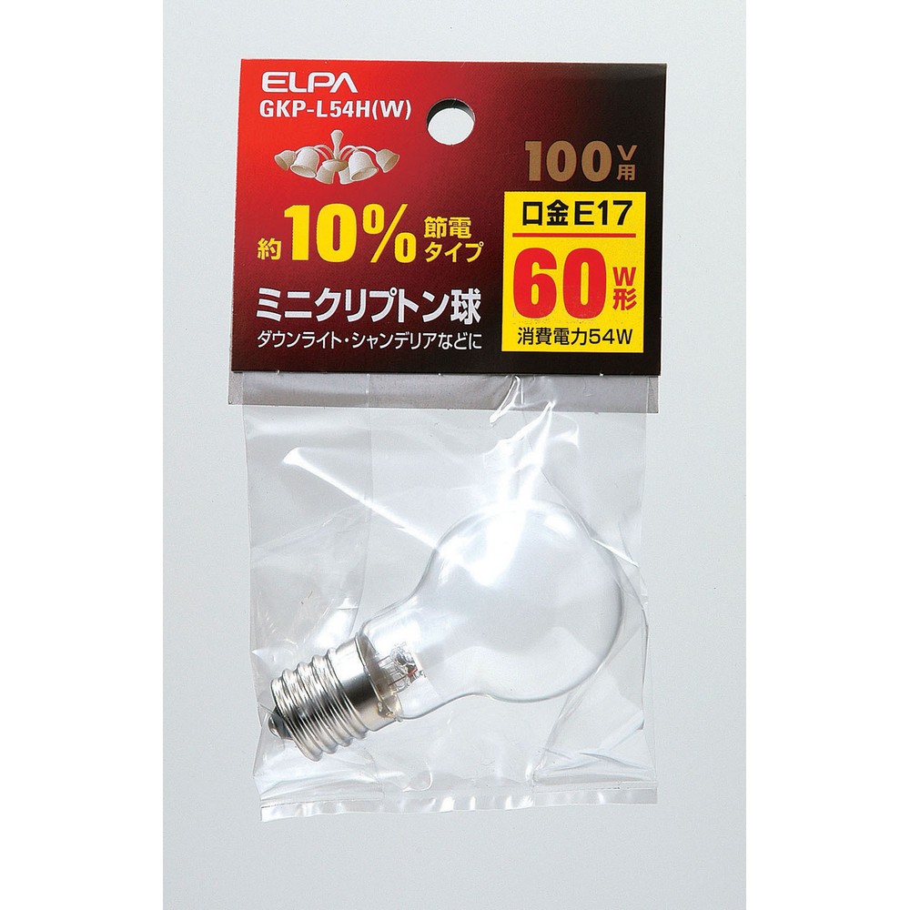 エルパ ミニクリプトン球 60W E17 ホワイト GKP-L54H (W)