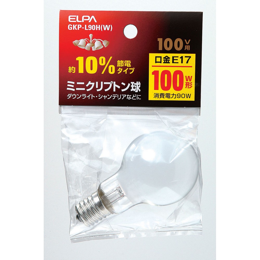 エルパ ミニクリプトン球 100W E17 ホワイト GKP-L90H (W)