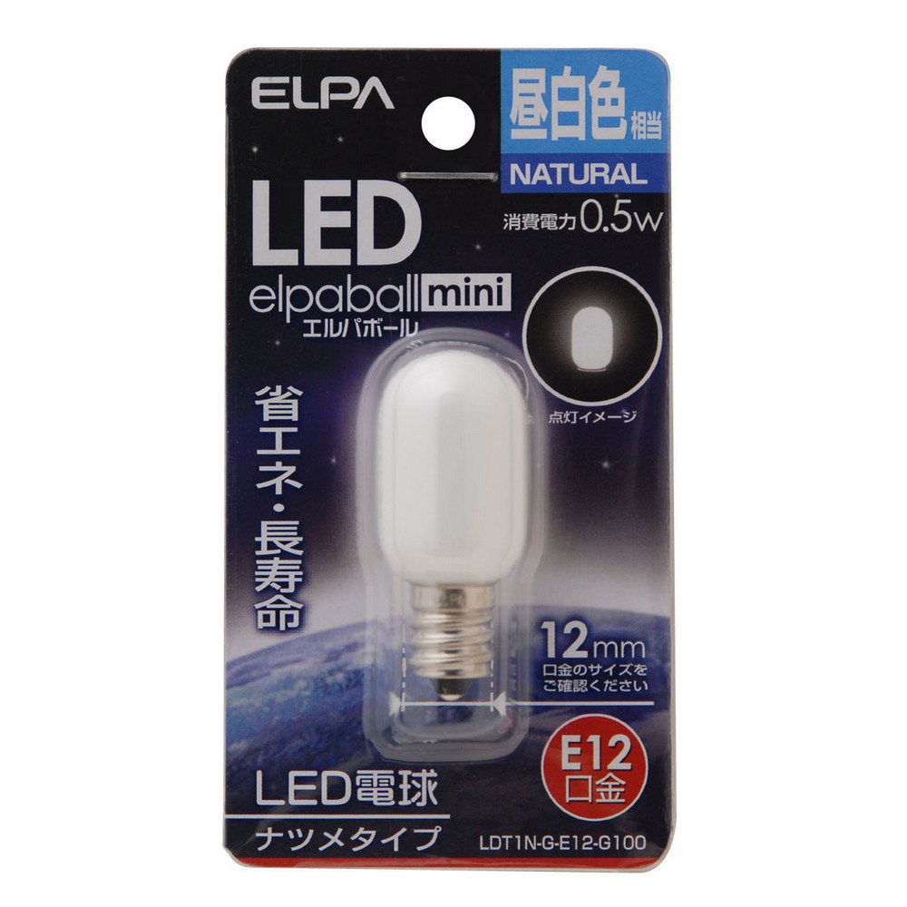 エルパ LED電球 ナツメ形 E12 昼白色 LDT1N-G-E12-G100