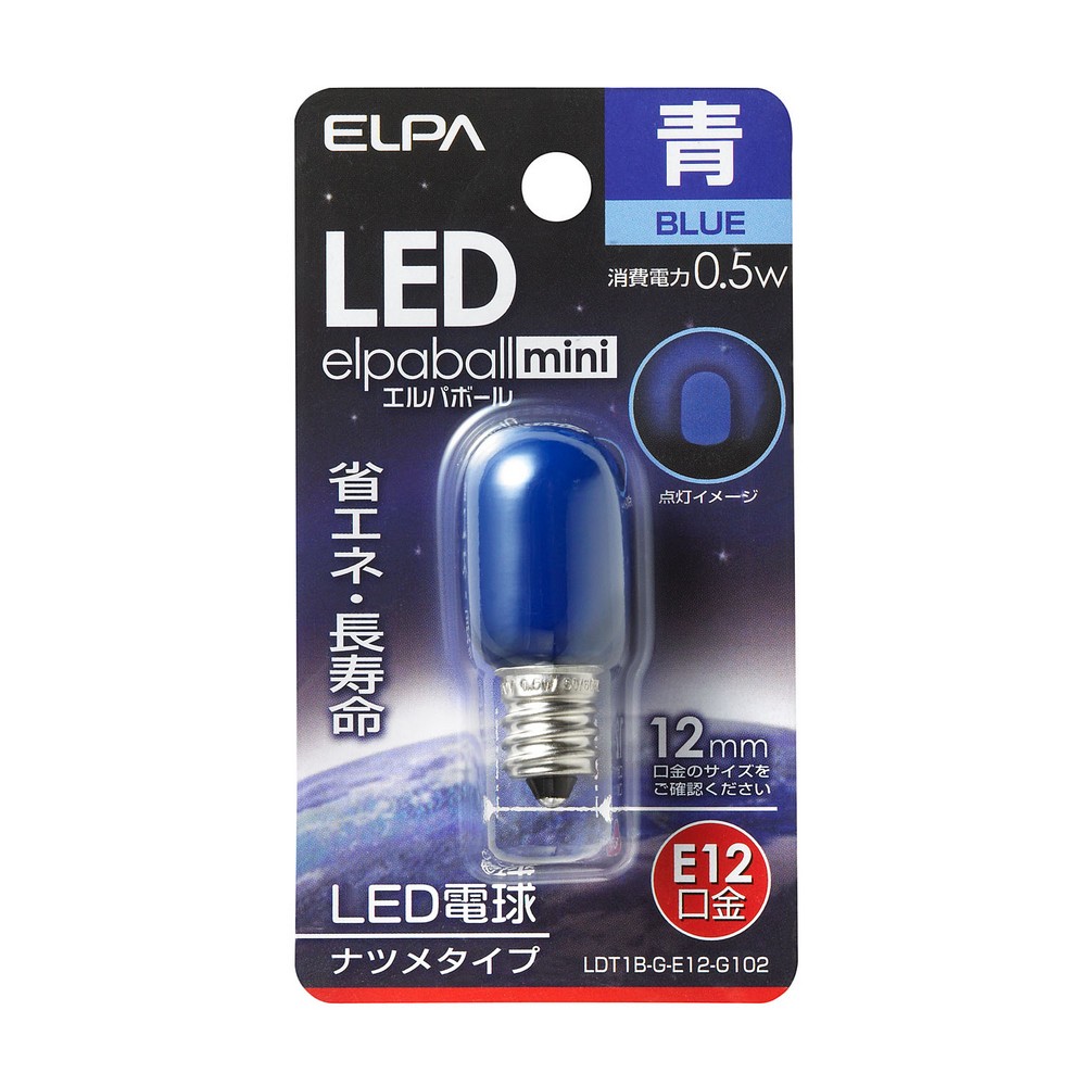 エルパ LED電球 ナツメ形 E12 青色 LDT1B-G-E12-G102